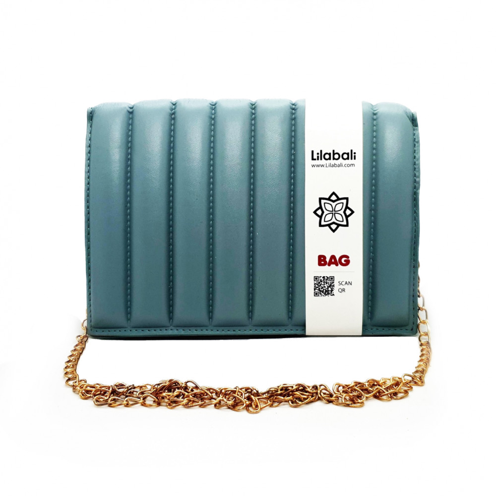 Simple Versatile Portable Stripe Pattern Shoulder Crossbody Bag - Ash Blue