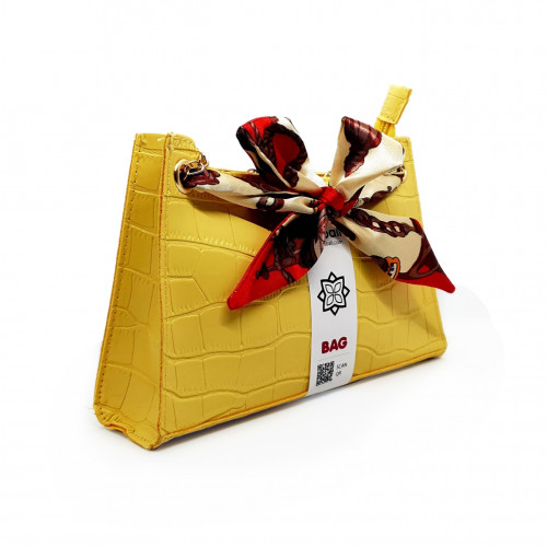 Crocodile Pattern Metal Chain Satin Handle Design Handbags