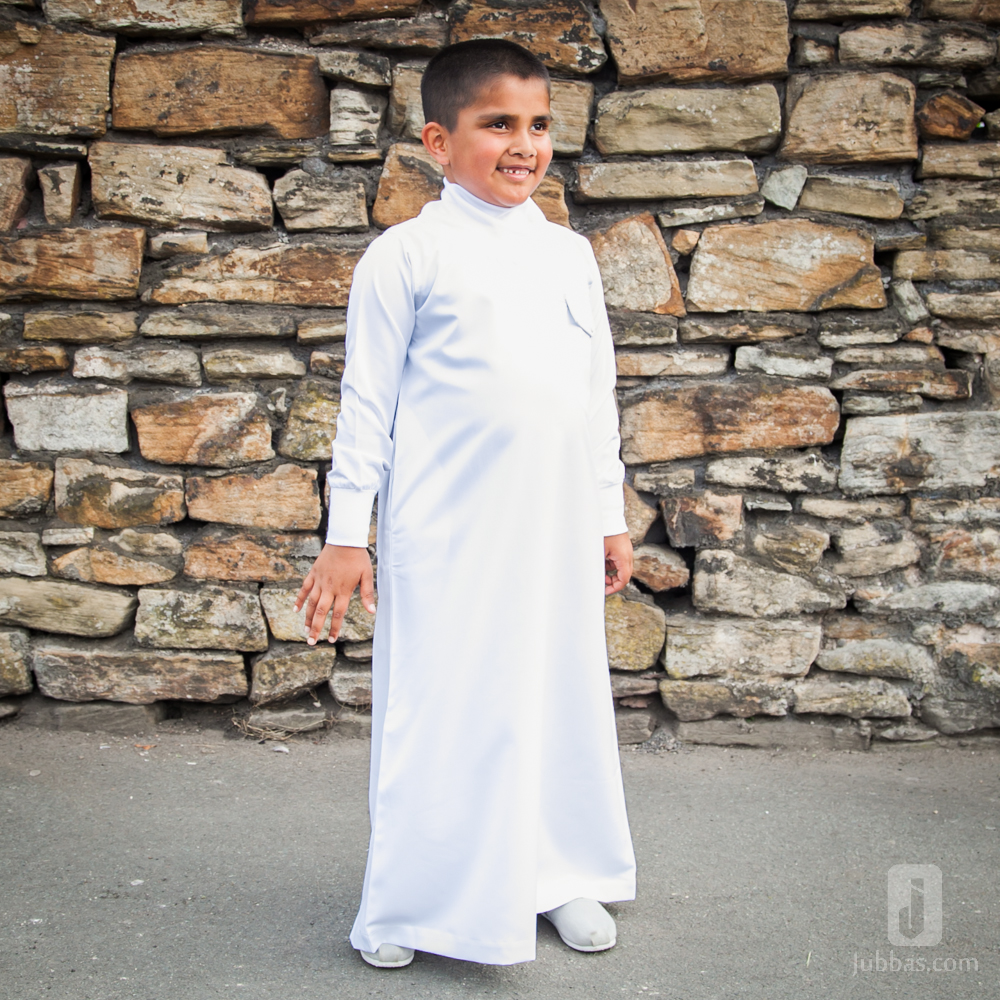 Kids polo Neck White Jubba