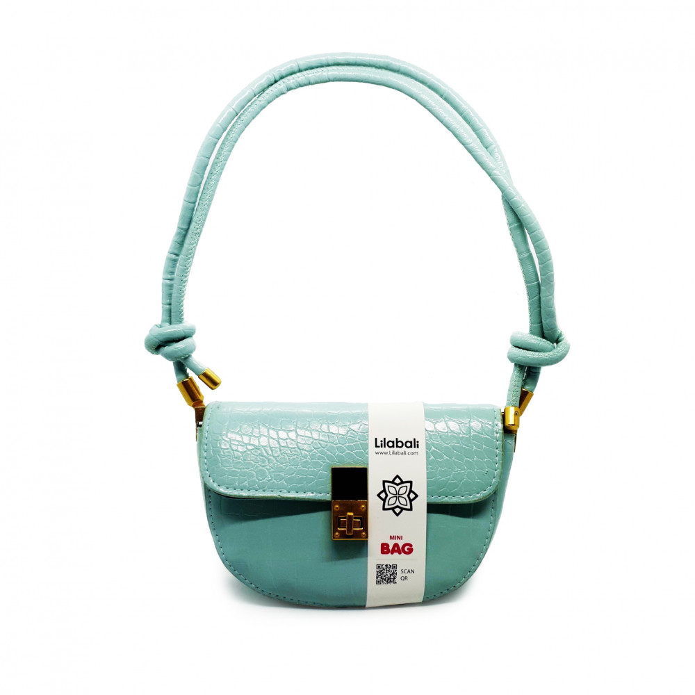 Mint Crocodile Pattern Baguette Ladies Sling Handbag